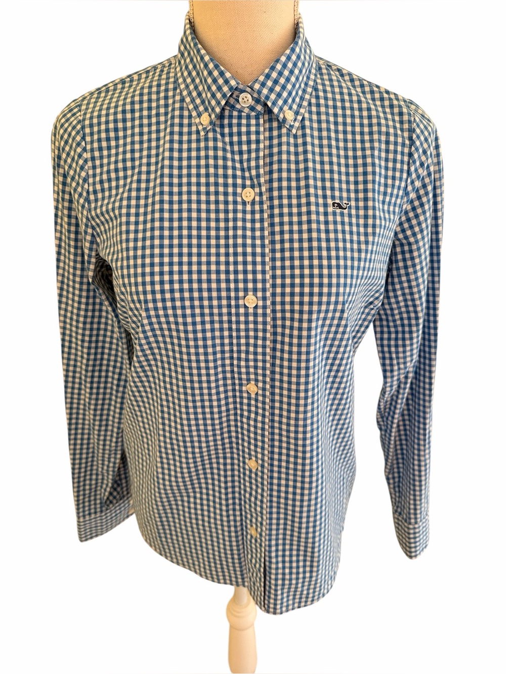 Vineyard Vines Blue/White Gingham Check Button Down Shirt 2
